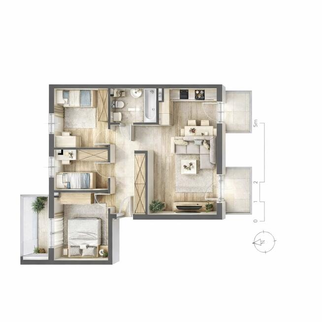 ⭐️ 4 pokoje 3 balkony na południe ⭐️