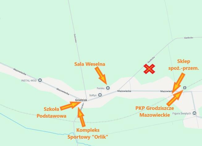 Działka budowlana Grodzisk gm. Mrozy, Siedlecka