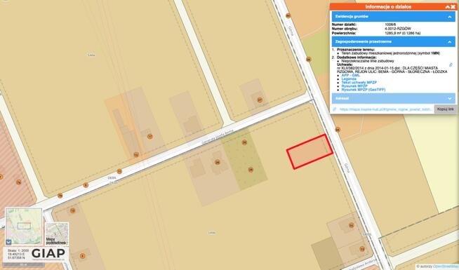 Działka budowlana Rzgów ul.Bema/ul.Górna