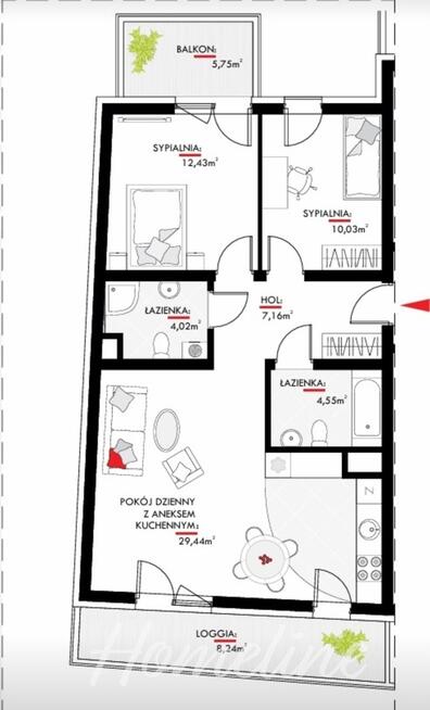 Atal towers centrum/3 pokoje/2 łazienki