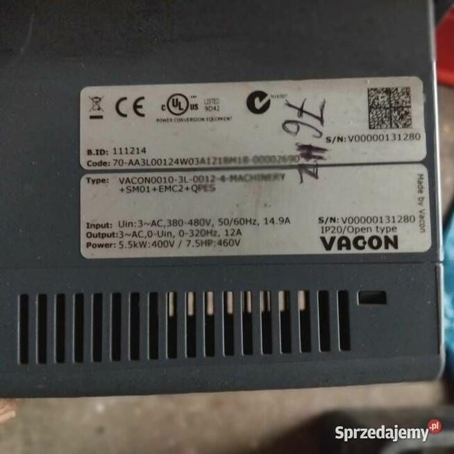 Falownik Vacon 10 5,5kW zas. 3x400V VACON0010-3L-0012-4