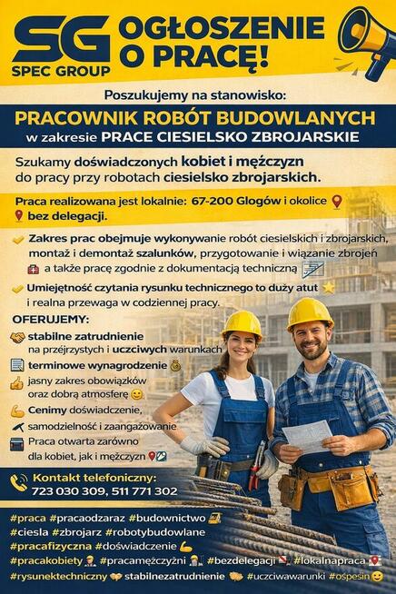 Zatrudnie do robót ciesielsko zbrojarskich