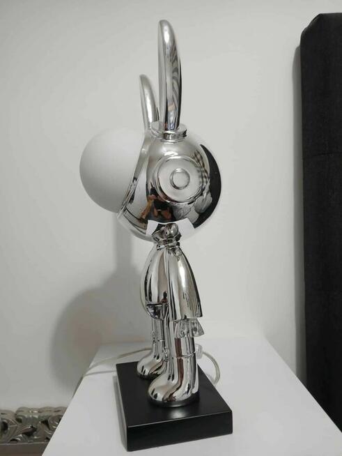 Unikatowa, lampka, chromowana figurka królika