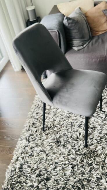 4 krzesła nowe welurowe szare