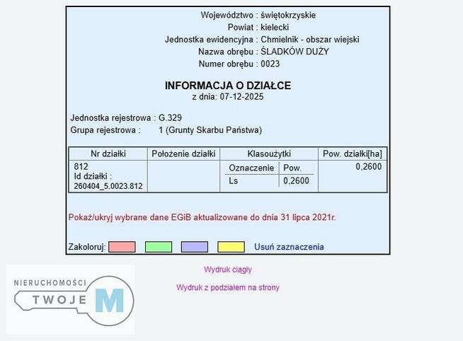 Działka rolna Śladków Duży Śladków Duży