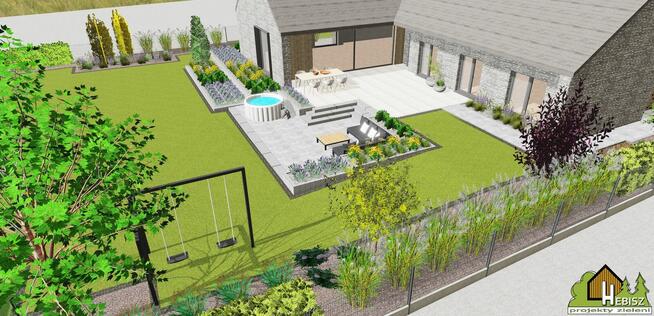 Projekt ogrodu, tarasu, przedogródka, Wizualizacje 3D