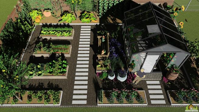 Projekt ogrodu, tarasu, przedogródka, Wizualizacje 3D