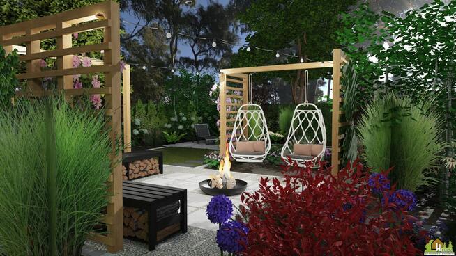 Projekt ogrodu, tarasu, przedogródka, Wizualizacje 3D