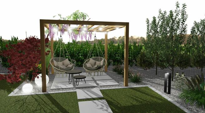 Projekt ogrodu, tarasu, przedogródka, Wizualizacje 3D