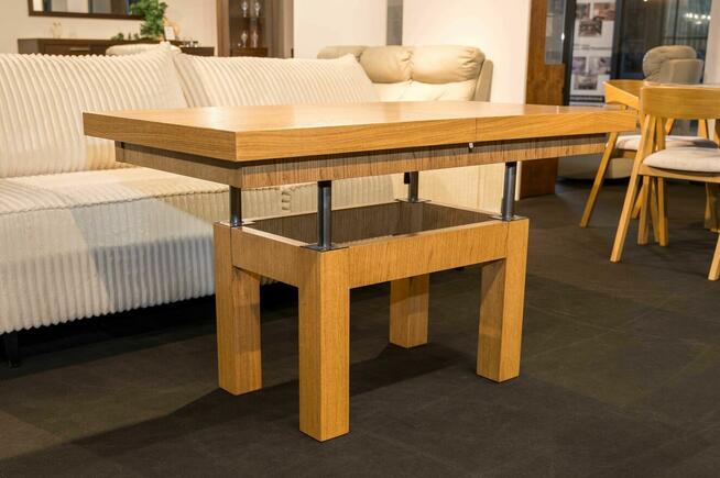 Ława Dębowa podnoszona-rozkładana 130x70+1x42cm