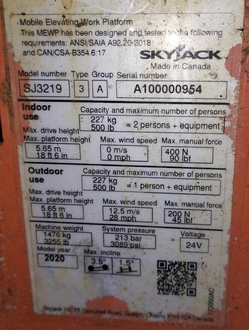 Podnośniki nożycowe SkyJack SJ3219 w pakiecie za 36 000 zł