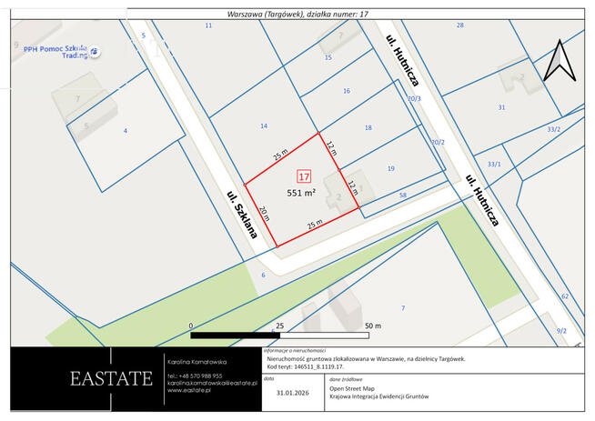 Działka usługowa Warszawa gm. Targówek Targówek, Fabryczny, Szklana