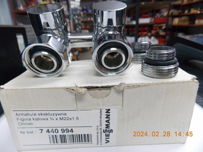 ZAWÓR GRZEJNIKOWY PODWÓJNY KĄTOWY CHROM VIESSMANN