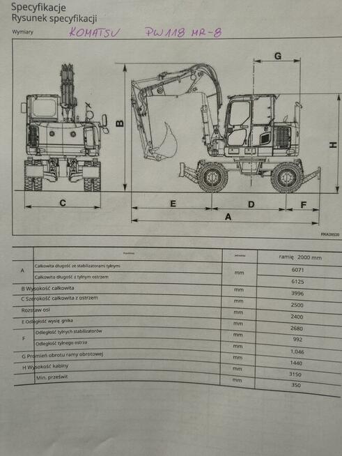 Koparka Kołowa Komatsu PW118 MR-8