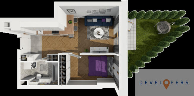 Nowa kawalerka z ogródkiem dostepna od ręki