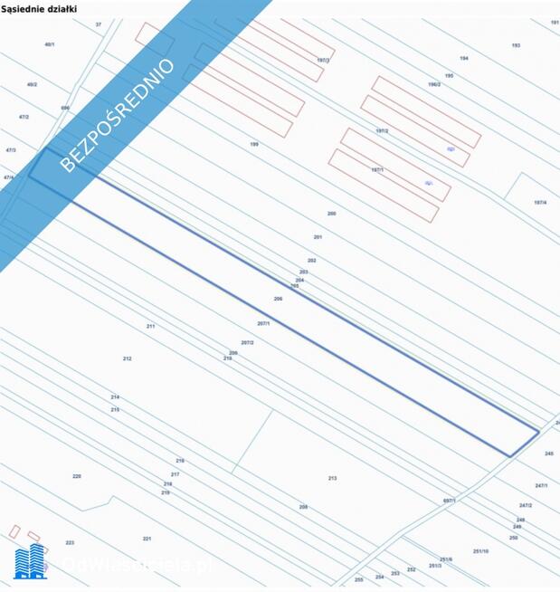 Dwie działki rolne nr 205 i 206, 3,03 ha przy drodze. Łączka gm. Kotuń.