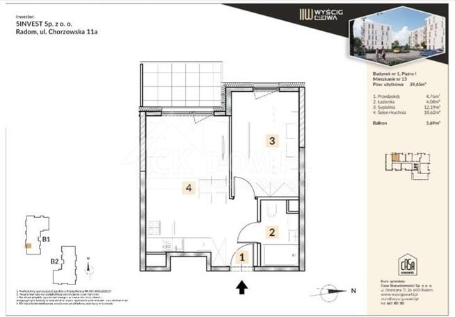 Mieszkanie 39,07 m² Wyścigowa 42 Radom PCC 0%