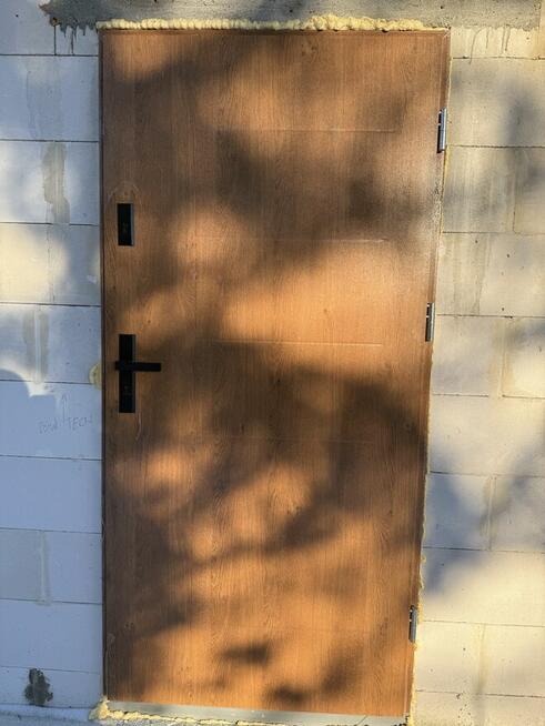 Drzwi stalowe 80/90 antracyt złoty dąb