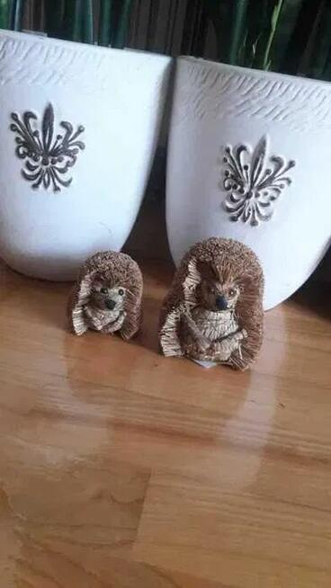 Jeż słomiany dwa słomiane jeże -siedzące jeżyki eko