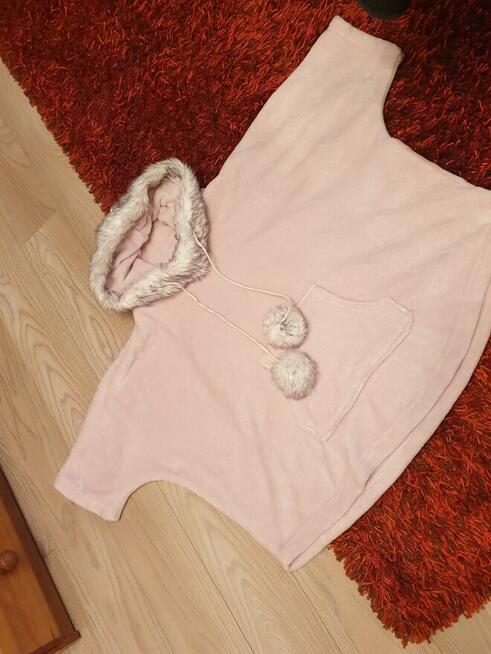 Ponczo pudrowy róż uniwersalne