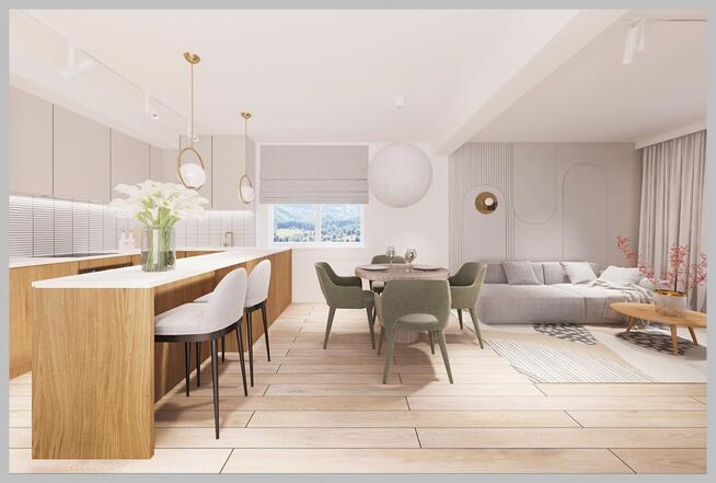 Nowe mieszkanie dwupoziomowe z widokiem na góry.