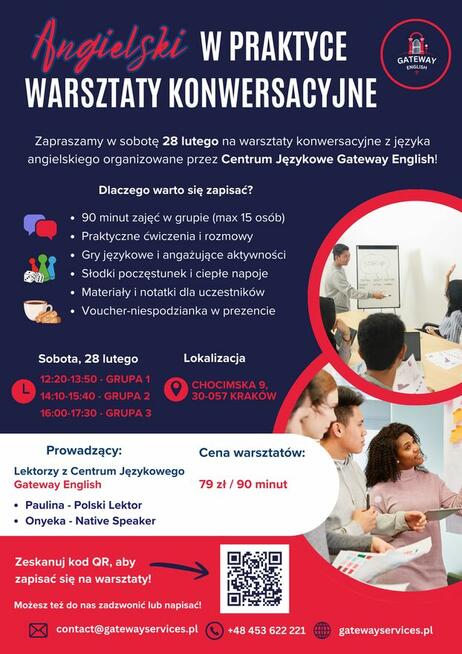 Warsztaty Konwersacyjne Angielski Kraków 28Lutego 79zł/90min