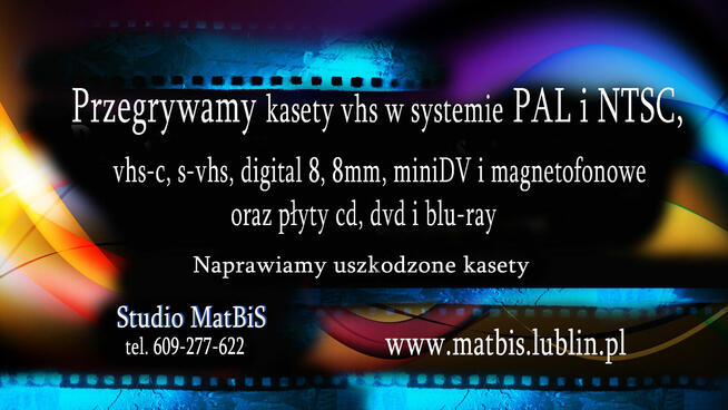 PRZEGRYWANIE KASET VHS, S-VHS, MINIDV i RÓŹNYCH PŁYT