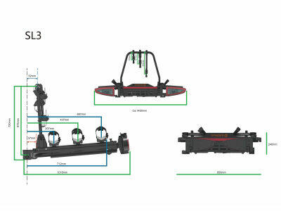Bagażnik, platforma rowerowa na hak SPINDER SL3 LED 3 rowery