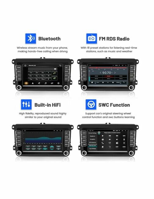 Radio samochodowe Carplay android dab do golf5,6 polo passat