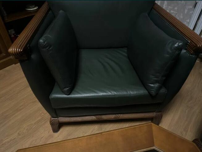 Skórzane fotele gabinetowe + stolik kawowy | skóra naturalna