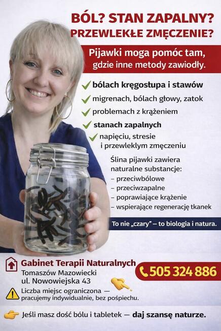 Terapie naturalne:pijawki, masaże, tlenoterapia w komorze jip