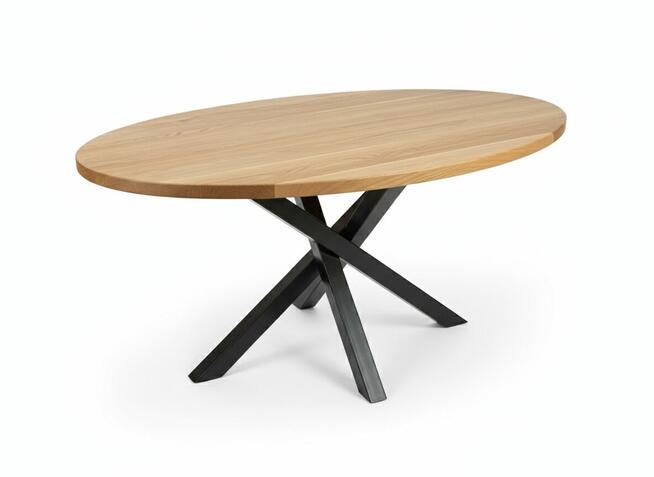 Unikalny stolik kawowy blat dębowy Handmade stalowe nogi