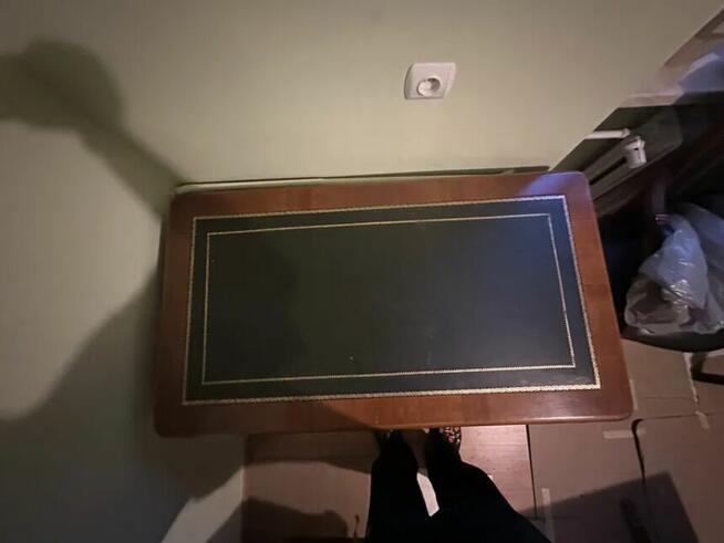 Małe biurko drewniane ze skórzanym blatem | lite drewno | Ga