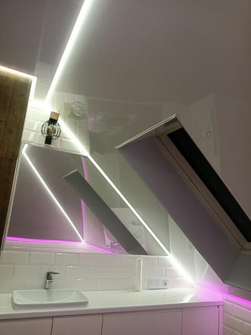 Sufity napinane, oświetlenie szynowe, linie LED