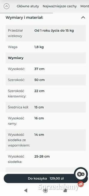 Rowerek biegowy Kinderkraft Cutie dobry stan