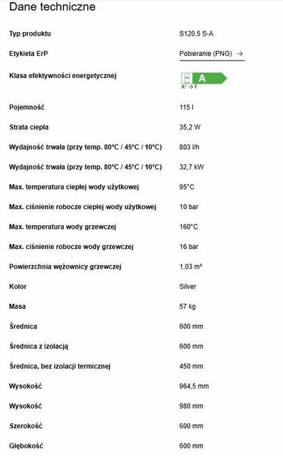 BUDERUS podgrzewacz pojemnościowy c.w.u. Logalux S120 2W Now