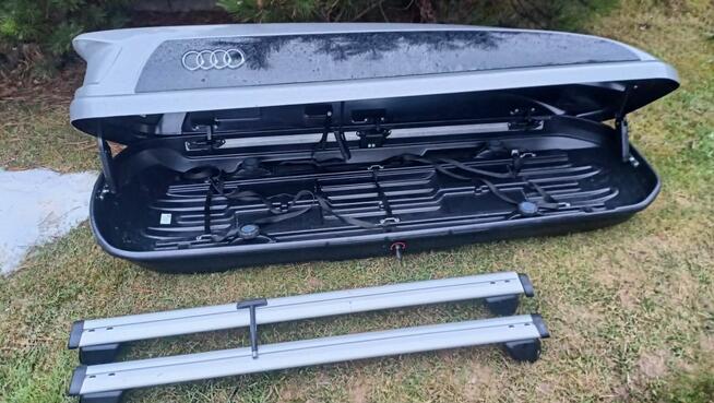 Box dachowy bagażnik Audi line 600 platinum glossy jak nowy