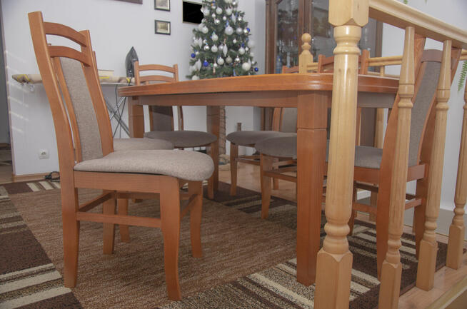 Solidny dębowy stół + 6 krzeseł
