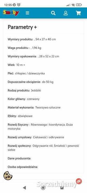 Smoby Czerwony Jeździk z klaksonem Ride-On