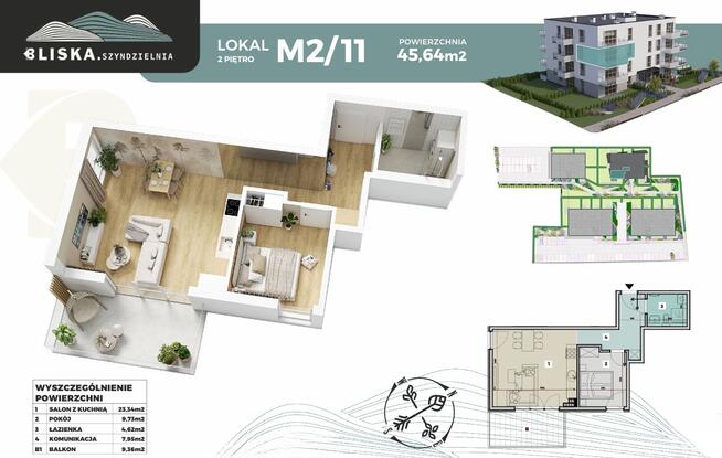 2pokoje | 2piętro | duży salon23 m² | Szyndzielnia