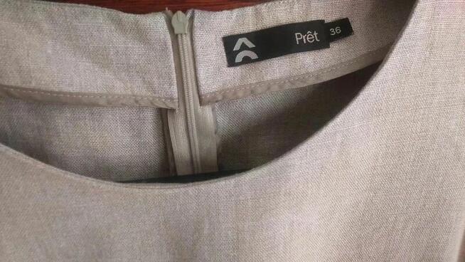 Sukienka lniana gruba M - len naturalny kieszenie