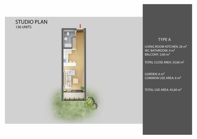 Cypr Apartament 46m2 z tarasem i wyjście na basen