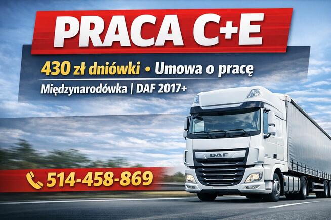 PRACA C+E – międzynarodówka | 430 zł dniówki | Umowa o pr