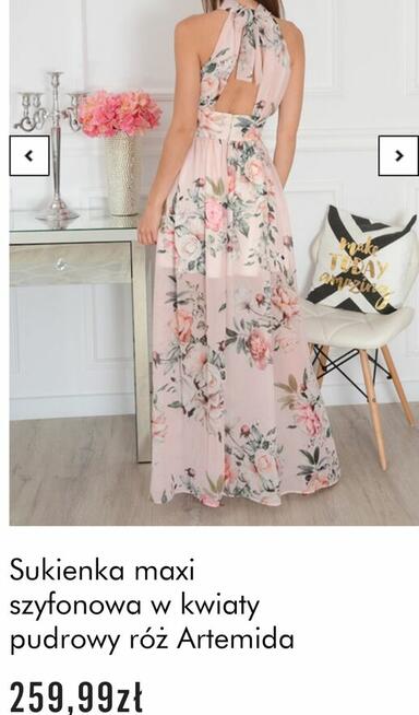 Piękna szyfonowa sukienka Artemida szpilki Guess