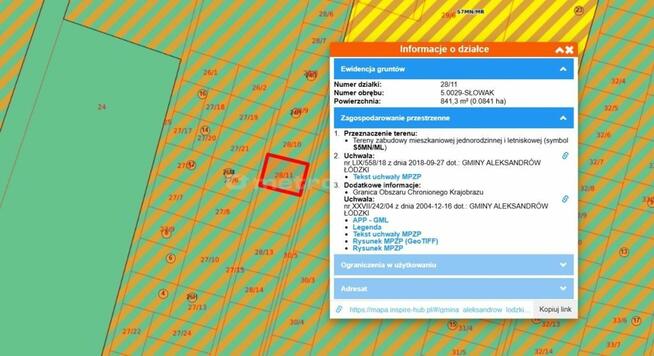 Leśna działka budowlana 841,3 m2 15 km do Łodzi