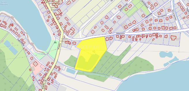 Działka budowlana ze stawem i wiatą w Rybnie.