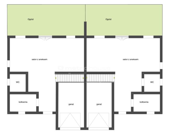 Połowa bliźniaka z garażem - stan surowy otwarty