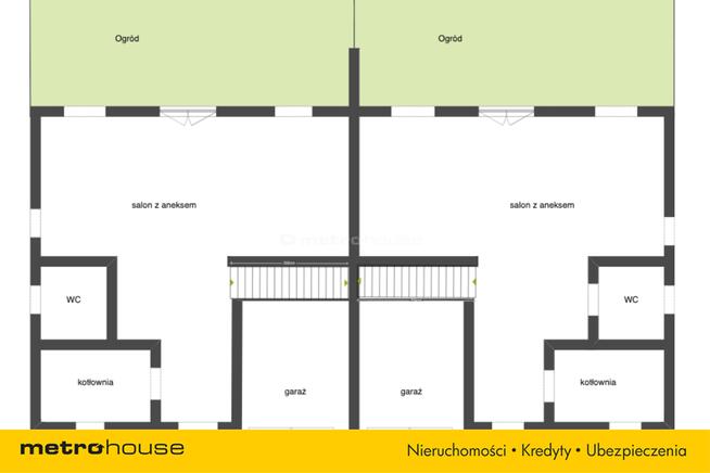 Połowa bliźniaka, garaż, stan surowy otwarty