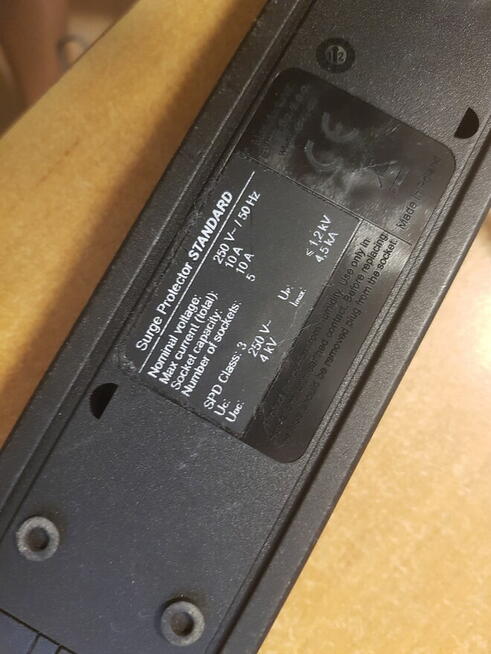 Przedłużacz listwa zasilająca, 5 gniazd z włącznikiem 2 szt