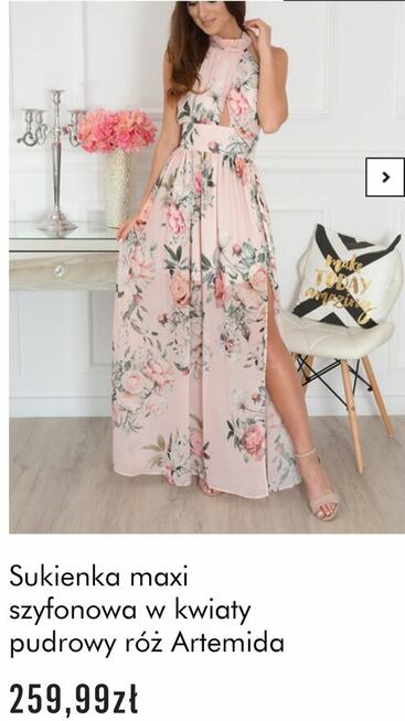 Piękna szyfonowa sukienka Artemida szpilki Guess